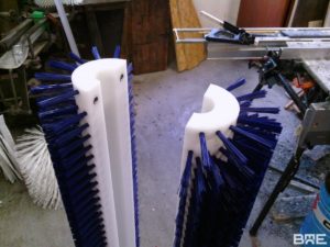 Brosse rotative demi-coquille ou 1/2 coquille avec fibres alimentaires et support POM et inserts inox